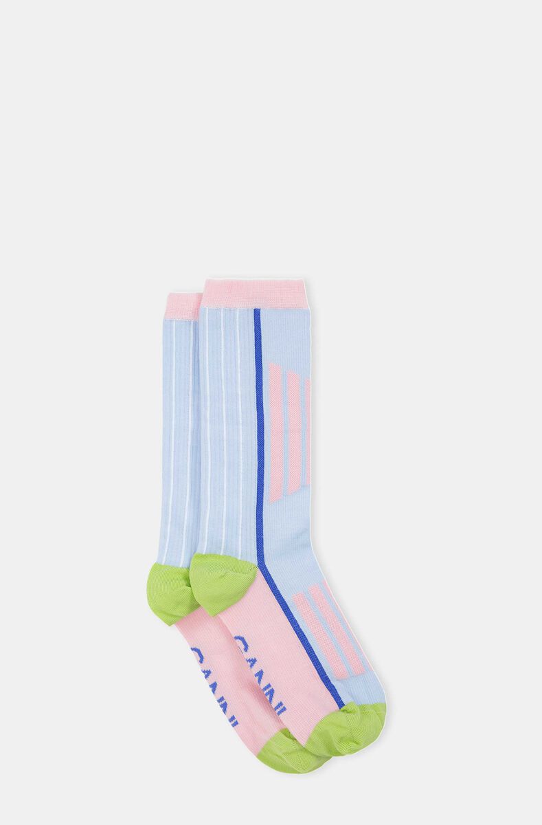 Sporty Socks, Cotton, in colour Pink Nectar - 1 - GANNI