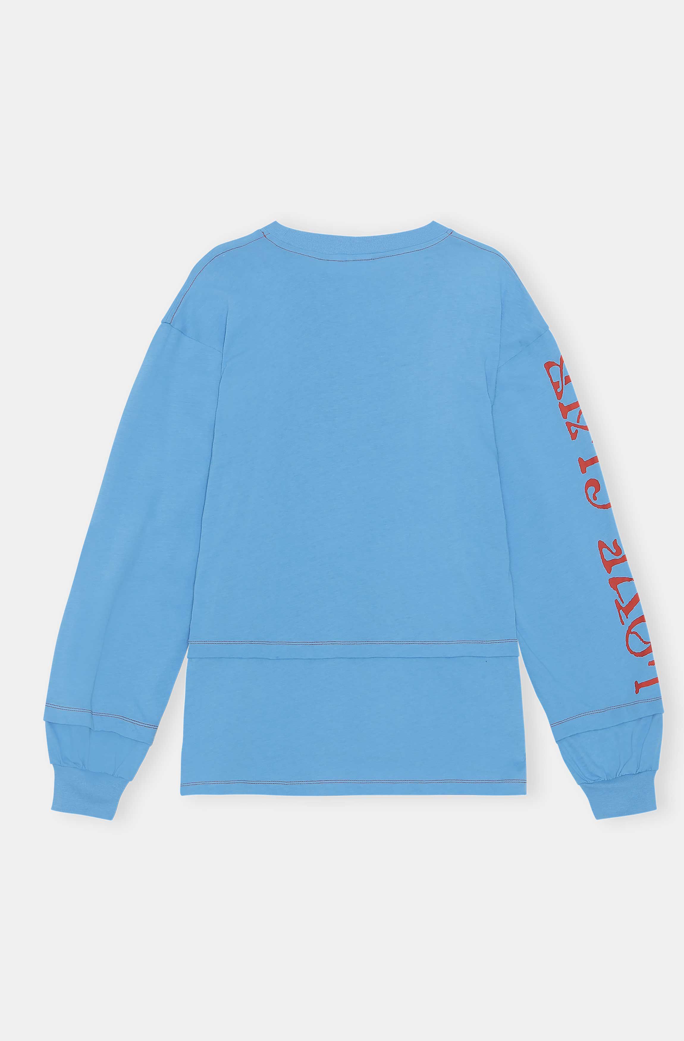 Azure Blue Long-Sleeve Graphic Tee 