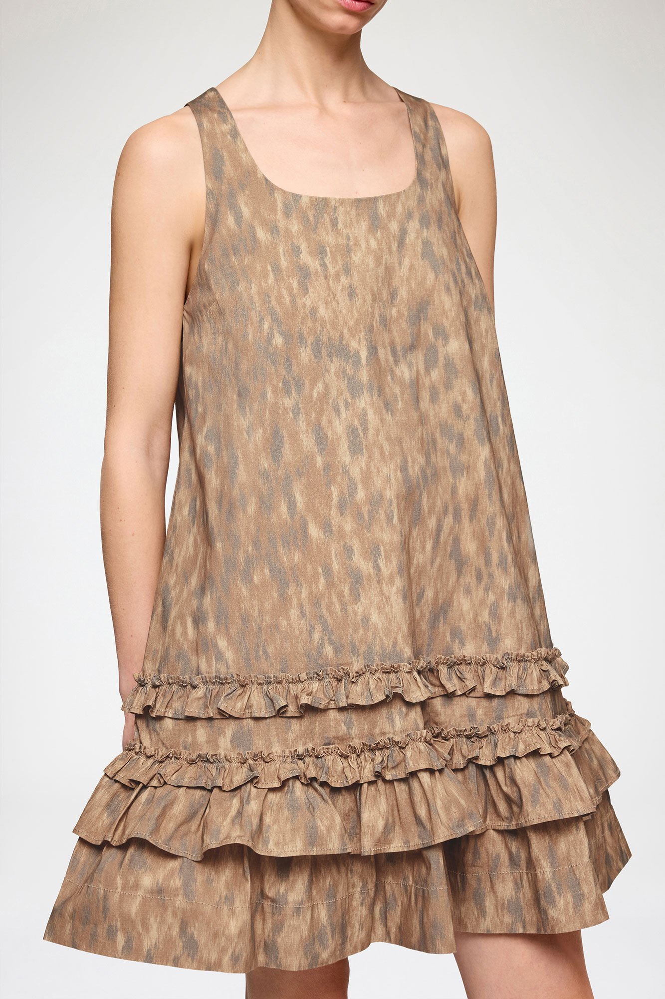 Dress in Printed Cotton, Organic Cotton, in colour Burro - 3 - GANNI