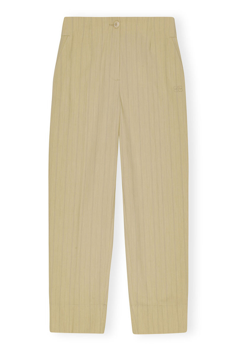 Pantalon Stripe Suiting High Waist, Elastane, in colour Sahara Sun - 1 - GANNI