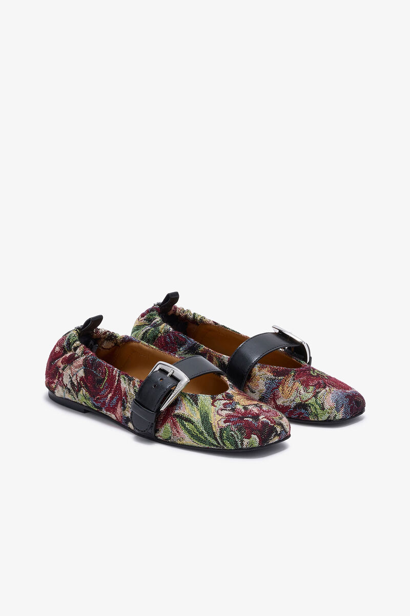 Tapestry Buckle Strap Ballerinas, Acryl, in colour Tawny Port - 2 - GANNI
