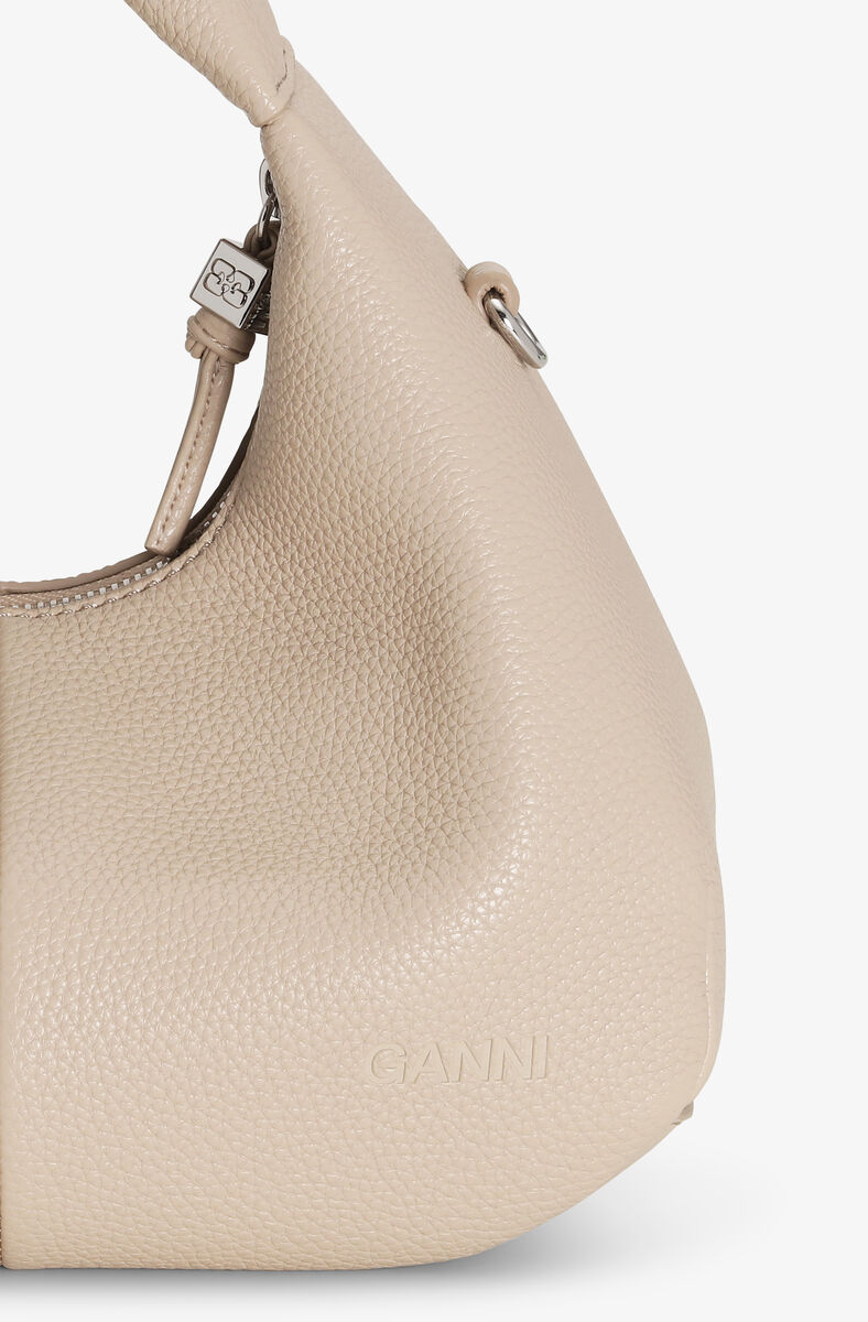 Mini sac Hobo gris clair, Polyurethane, in colour White Pepper - 6 - GANNI