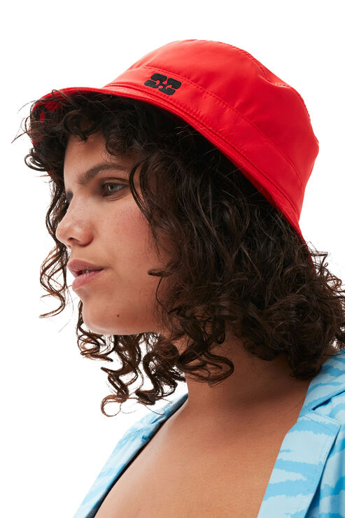 GANNI RED BUCKET HAT