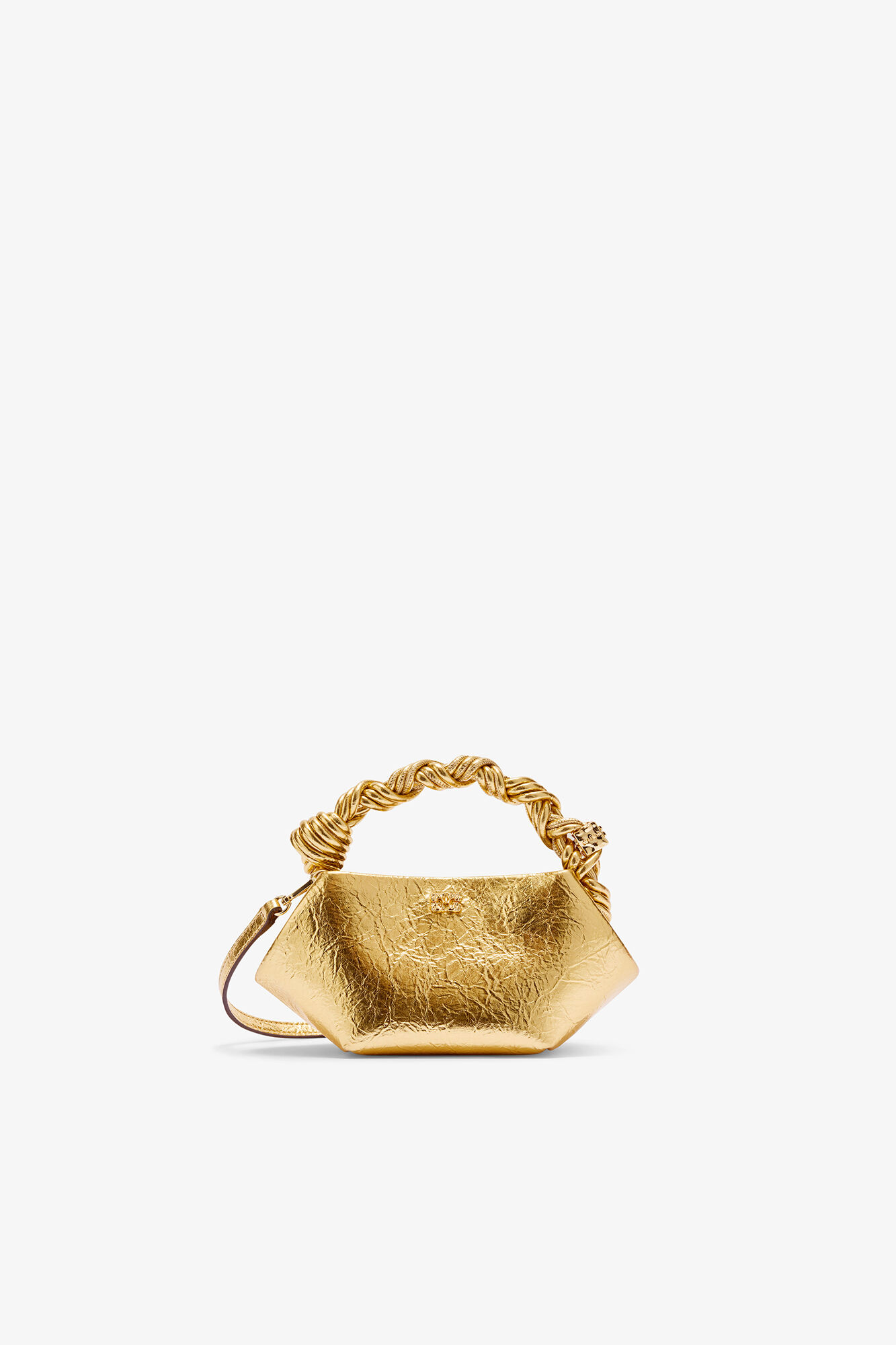 Mini sac Bou m&eacute;tallis&eacute;, Polyurethane, in colour Gold - 1 - GANNI