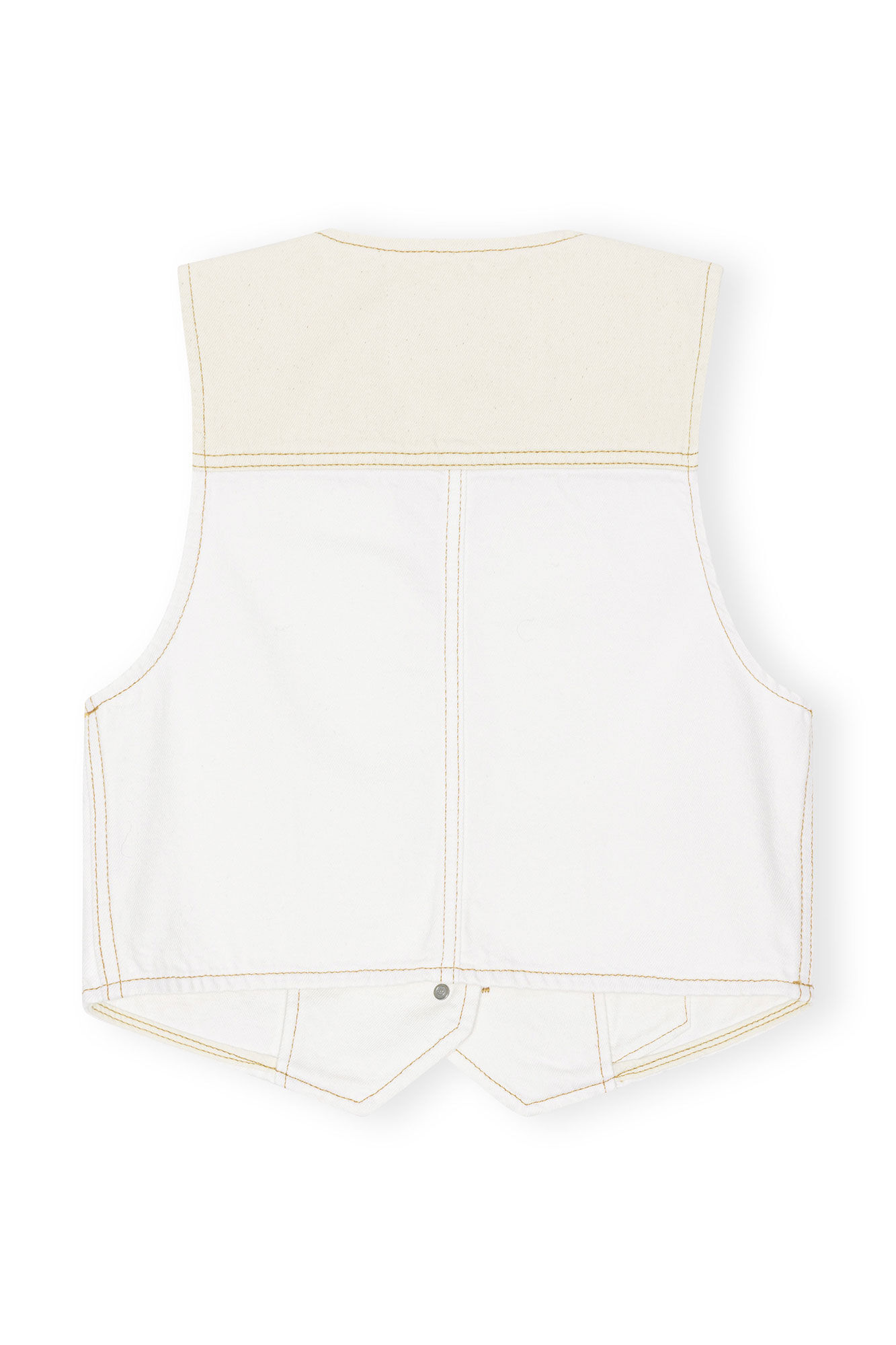 Ecru-weiße Denim-Weste, Cotton, in colour Egret - 2 - GANNI