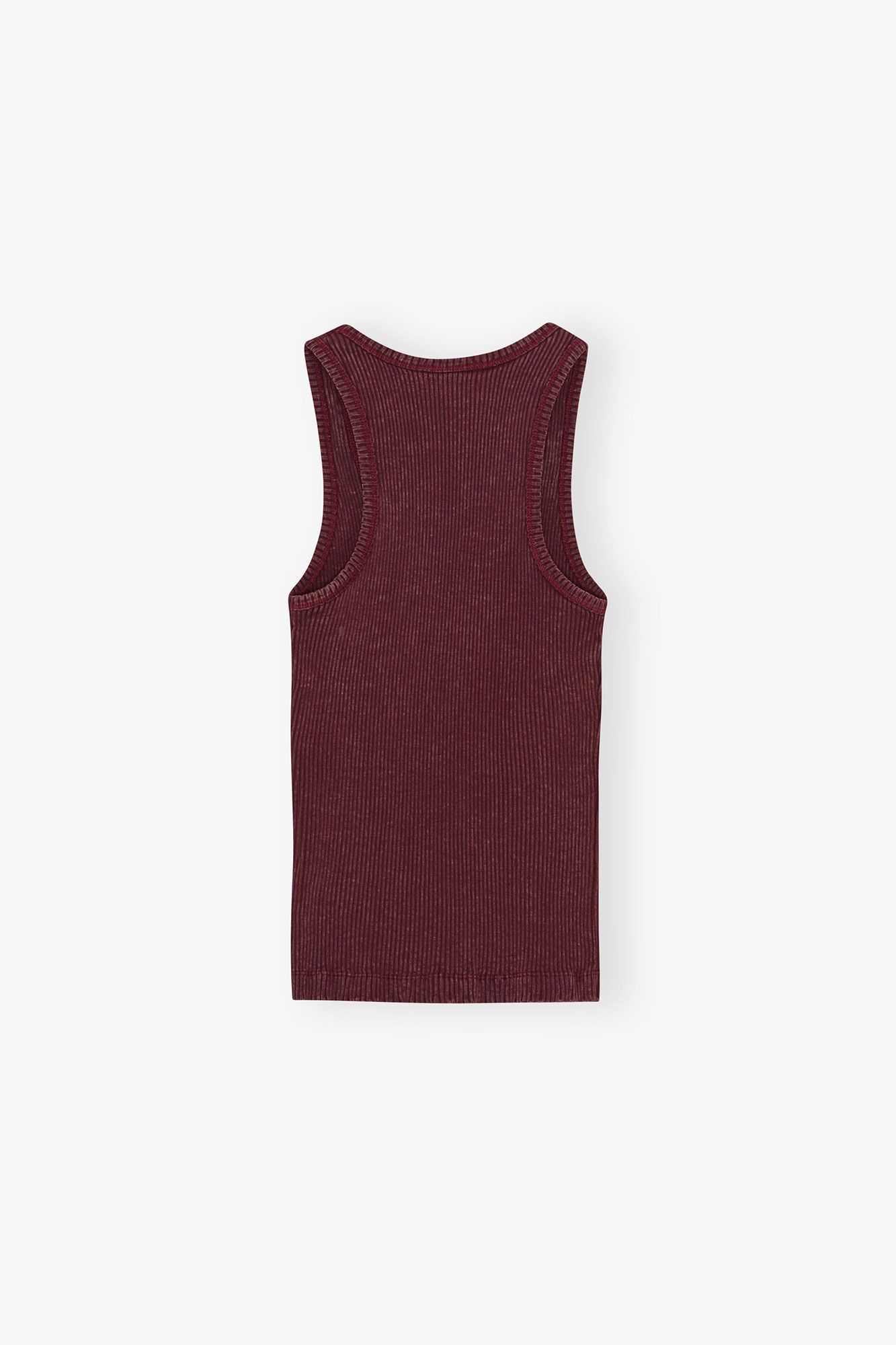 Tank Top in Burgundy Rib, Organic Cotton, in colour Port Royale - 2 - GANNI