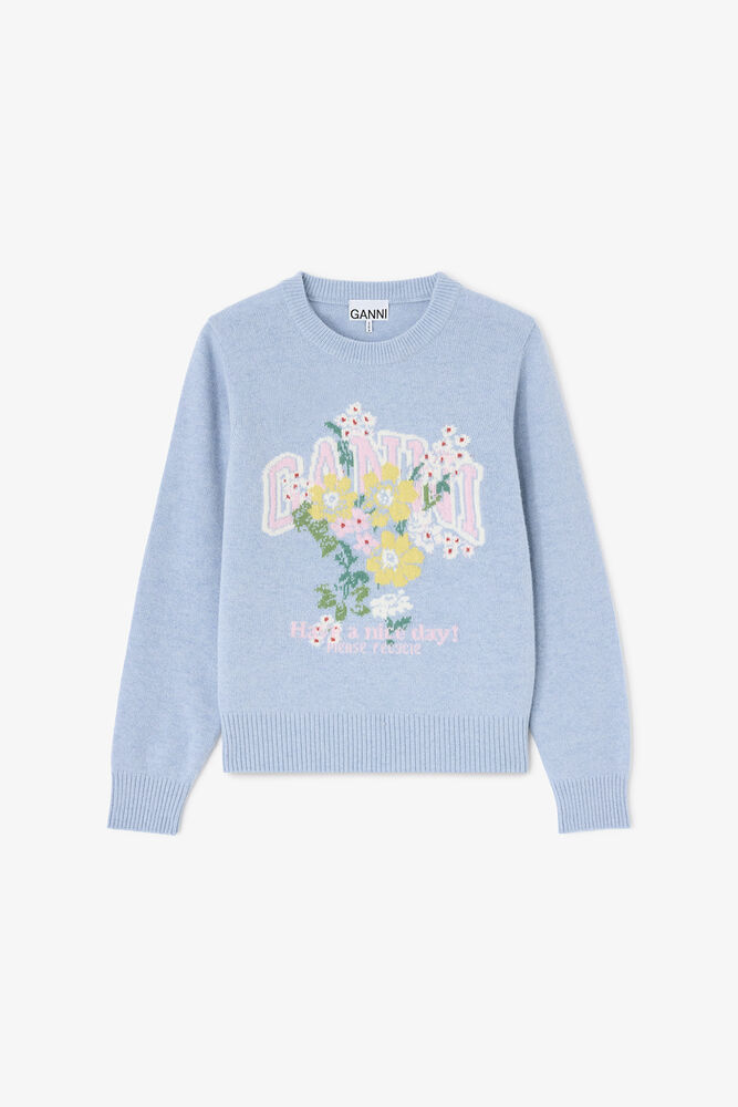 Jumper with Flowers, Blue Bonnet