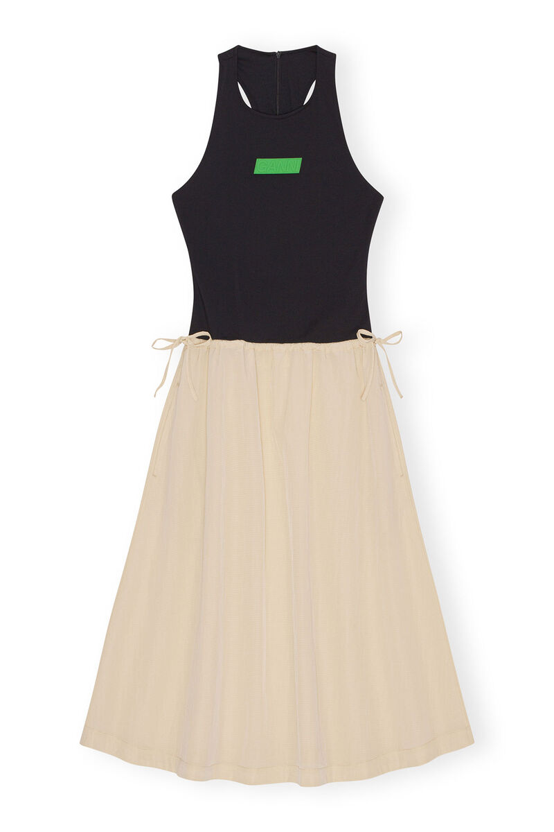 Light Tech Drawstring Dress, Nylon, in colour Biscotti - 1 - GANNI