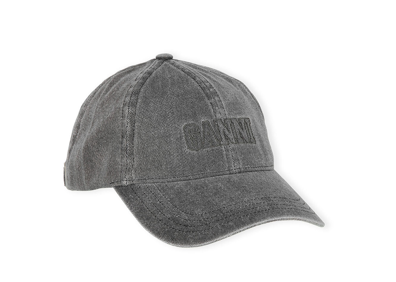Black Embroidered Denim Logo Cap, Cotton, in colour Black - 1 - GANNI