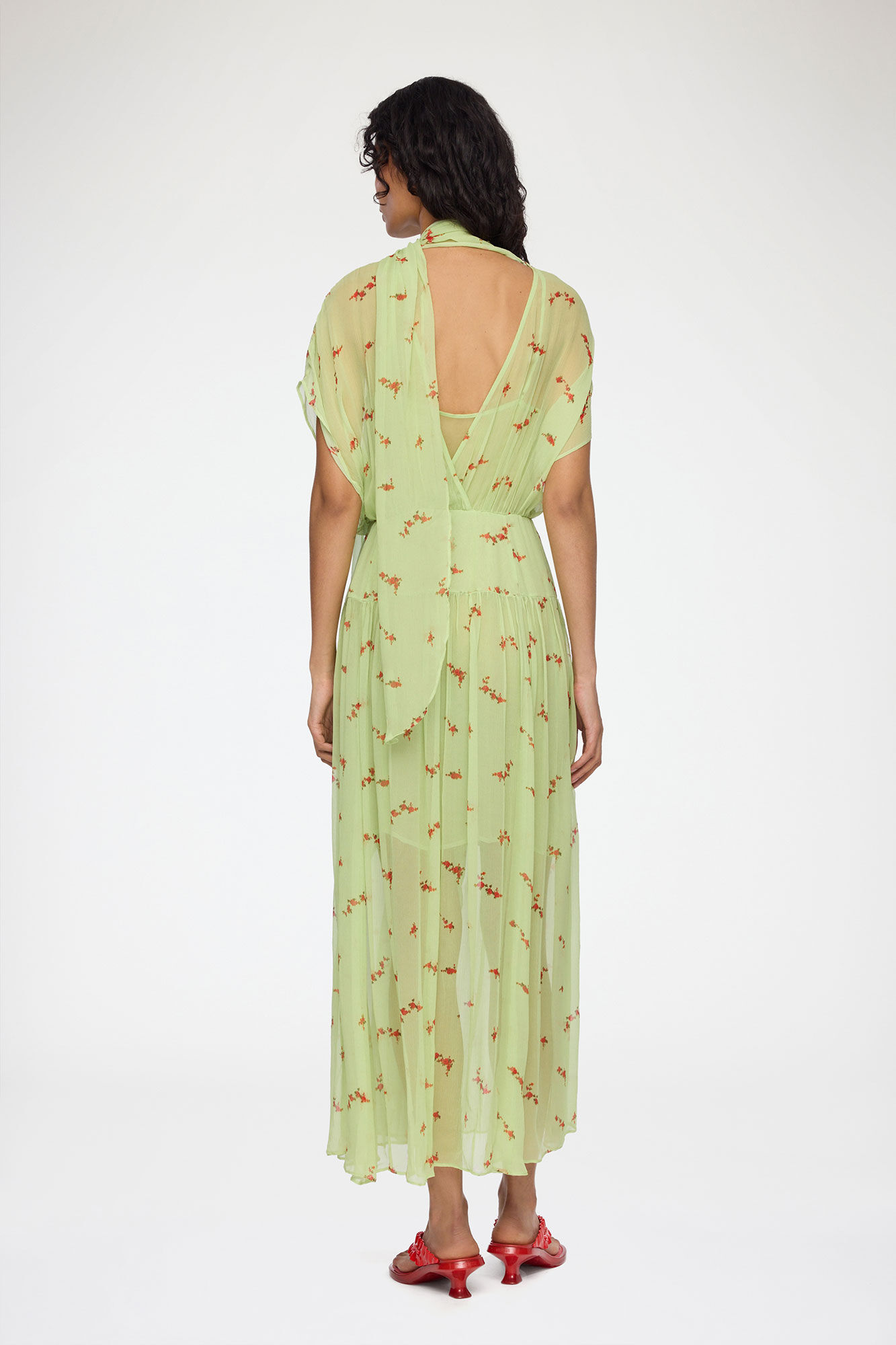 Dress in Green Silk | GANNI US