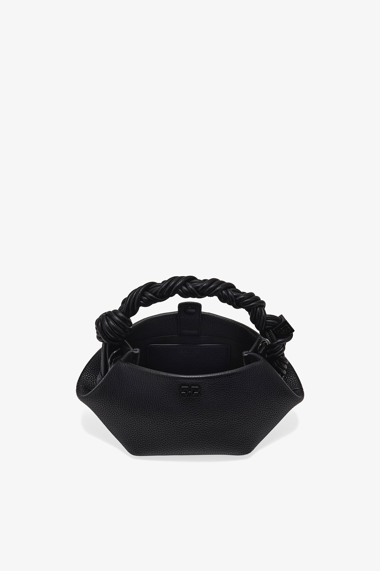 Black Grained Mini GANNI Bou Bag, Polyurethane, in colour Black - 3 - GANNI