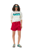 Leichte glänzende Corduroy-Shorts, Organic Cotton, in colour Love Potion - 1 - GANNI