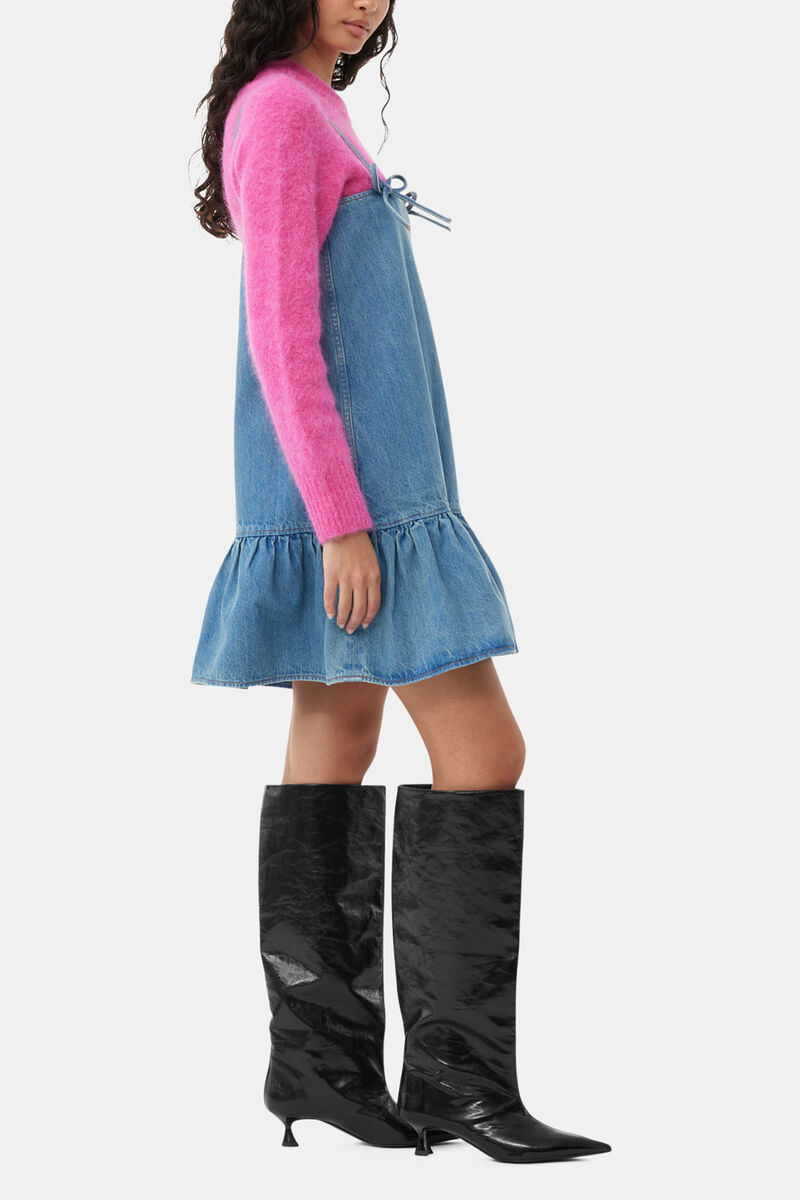 Tint Denim Mini Dress, Organic Cotton, in colour Tint Wash - 3 - GANNI