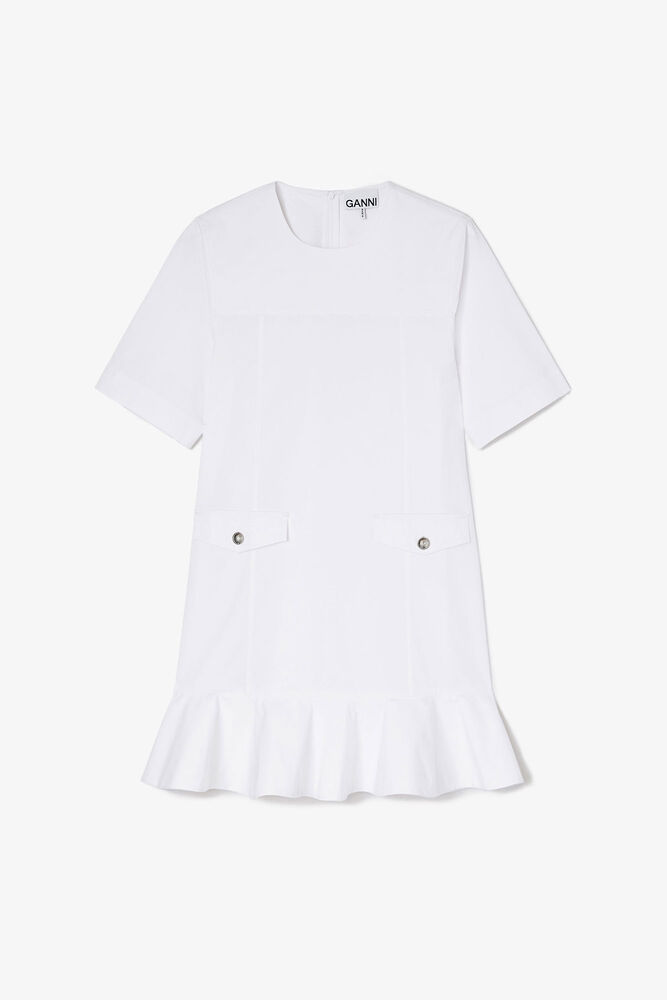 Stretch Cotton Mini Dress, Bright White