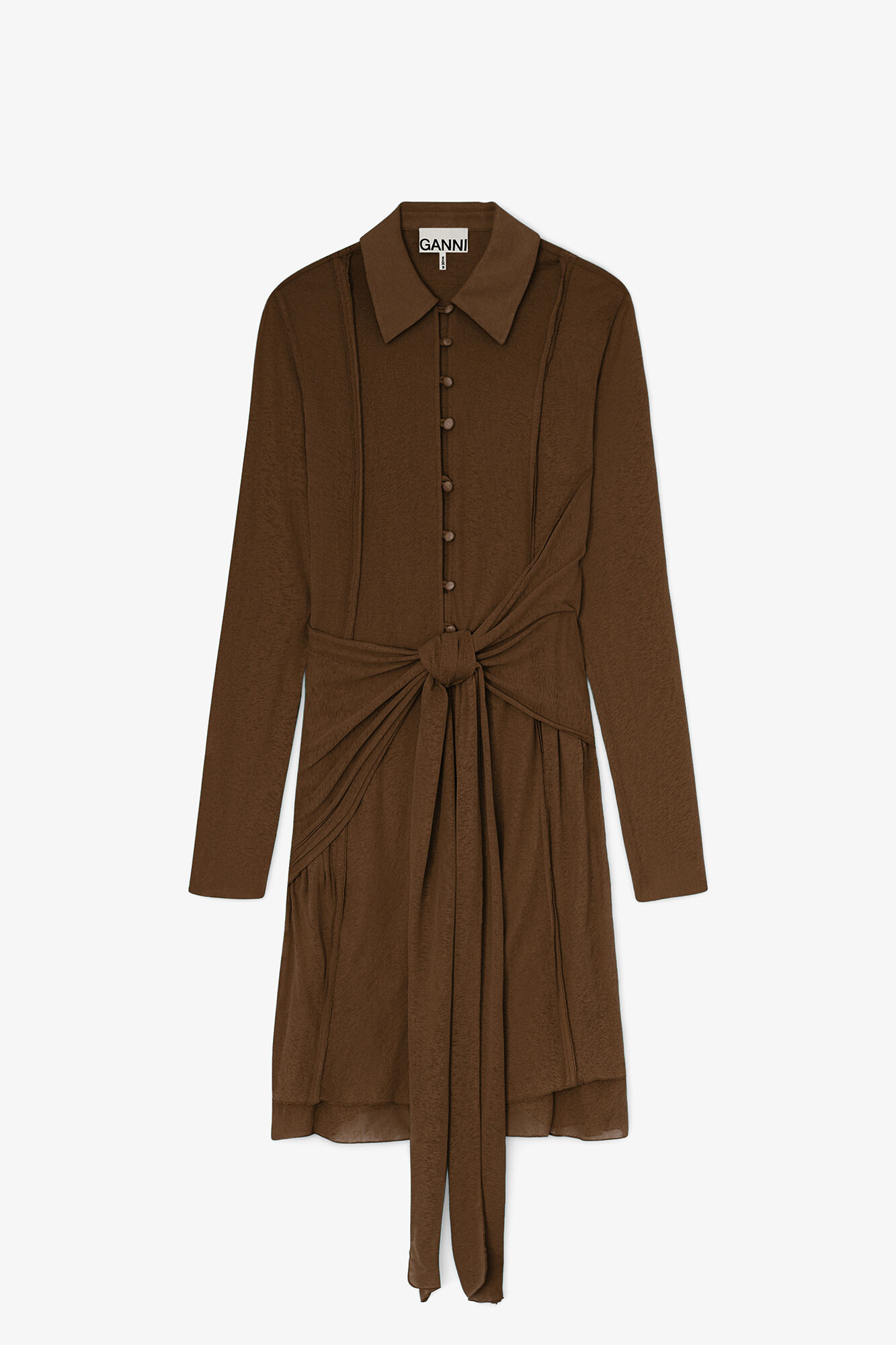 Short Dress in Marl Mesh, Recycled Polyester, in colour Demitasse - 1 - GANNI