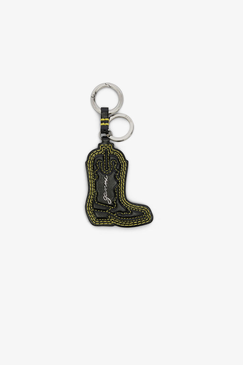 Western Boot Keyring in Black, in colour Blazing Yellow - 1 - GANNI