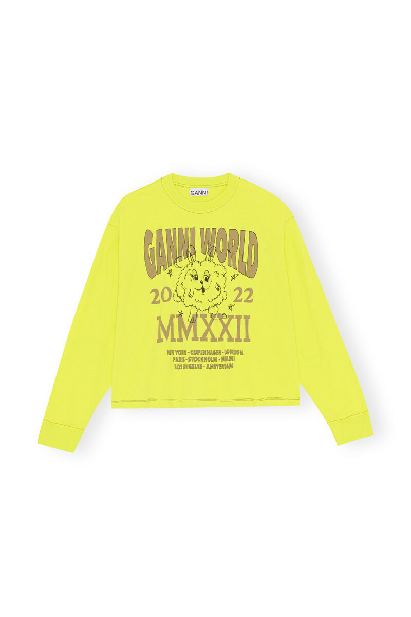 Long Sleeve T-shirt, Cotton, in colour Sulphur Spring - 1 - GANNI