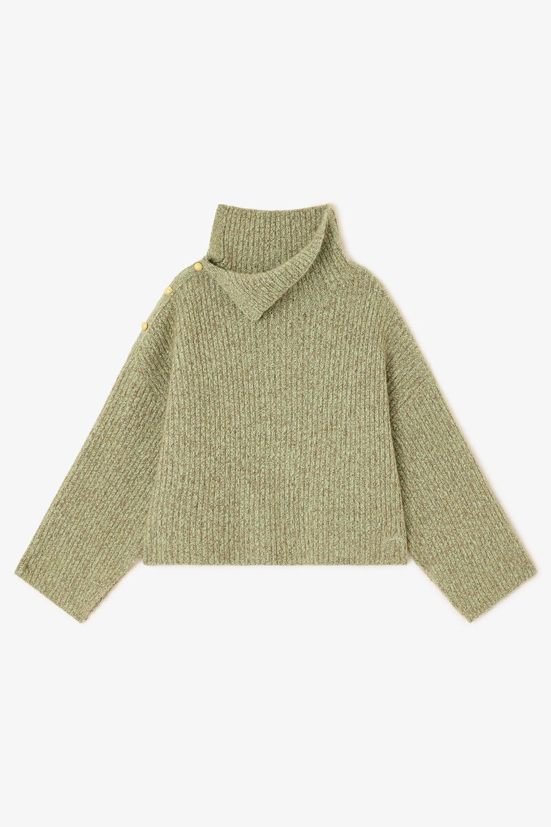 Green Mohair Jumper, Wool, in colour Nile - 1 - GANNI