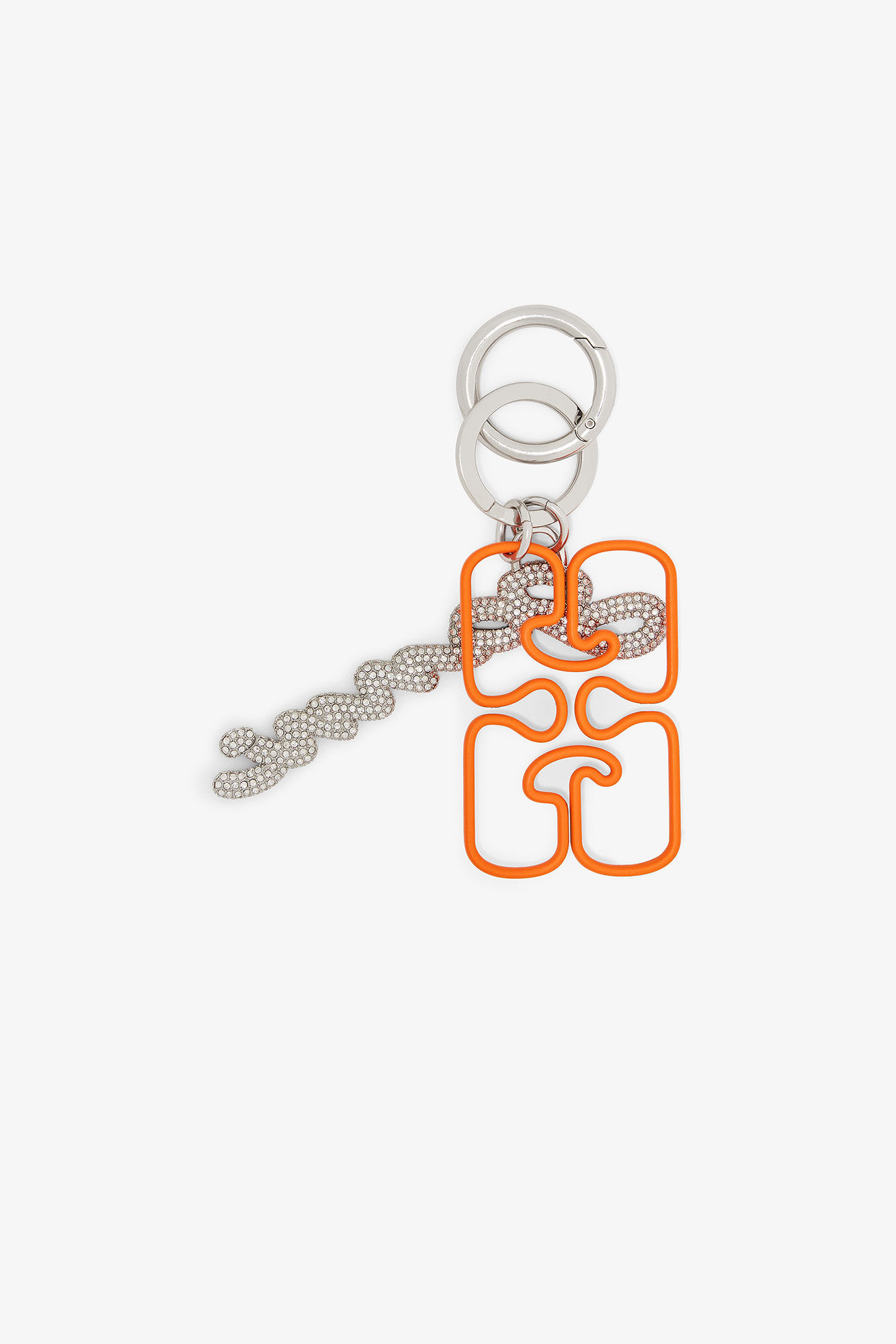 Orange GANNI Signature Keyring, Iron, in colour Russet Orange - 2 - GANNI