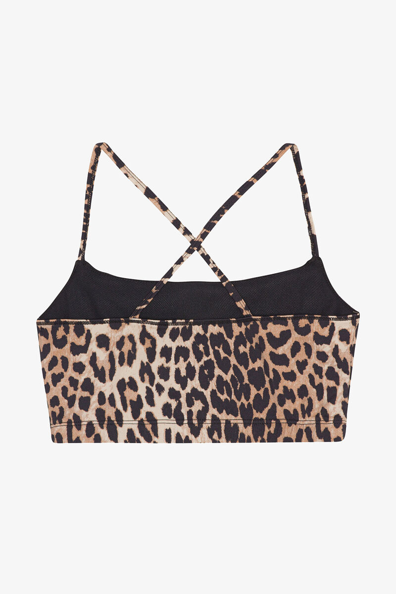 Active Strap Top, Recycled Nylon, in colour Leopard - 2 - GANNI