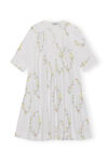 Knee-length Poplin Dress, Cotton, in colour Floral Shape Bright White - 1 - GANNI