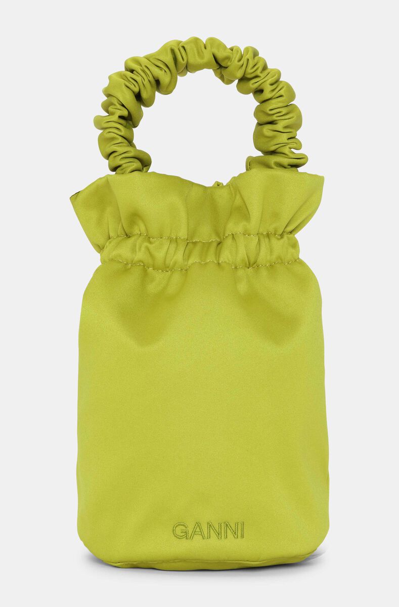 Occasion Occasion Ruched Top Handle Bag, Polyester, in colour Sulphur Spring - 1 - GANNI