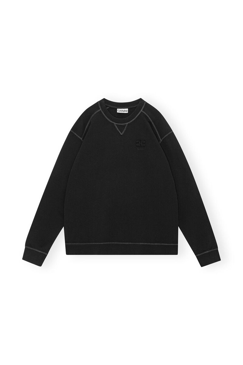 Black Isoli Drop Shoulder tröja, Cotton, in colour Black - 1 - GANNI