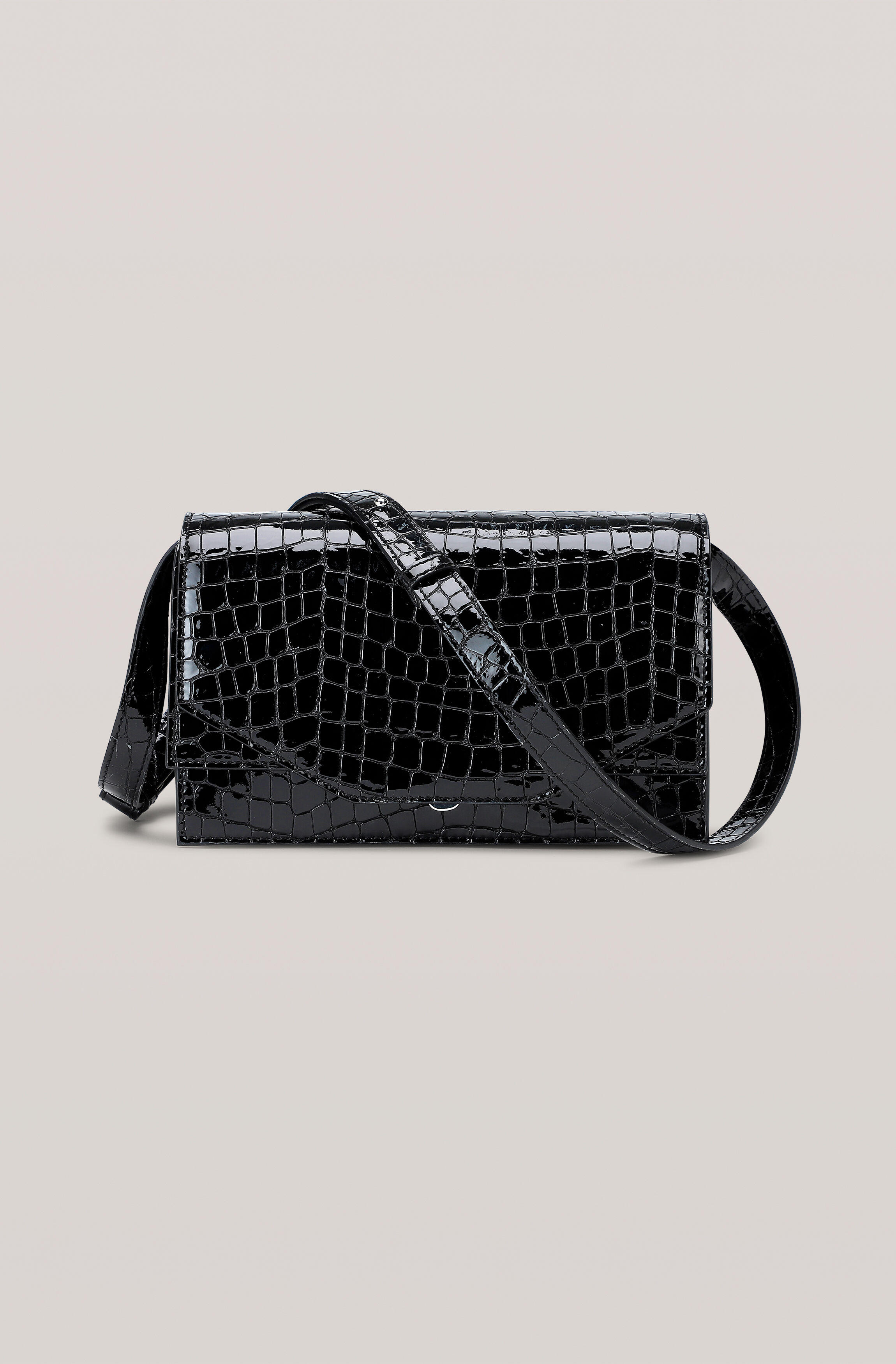 black croc crossbody bag