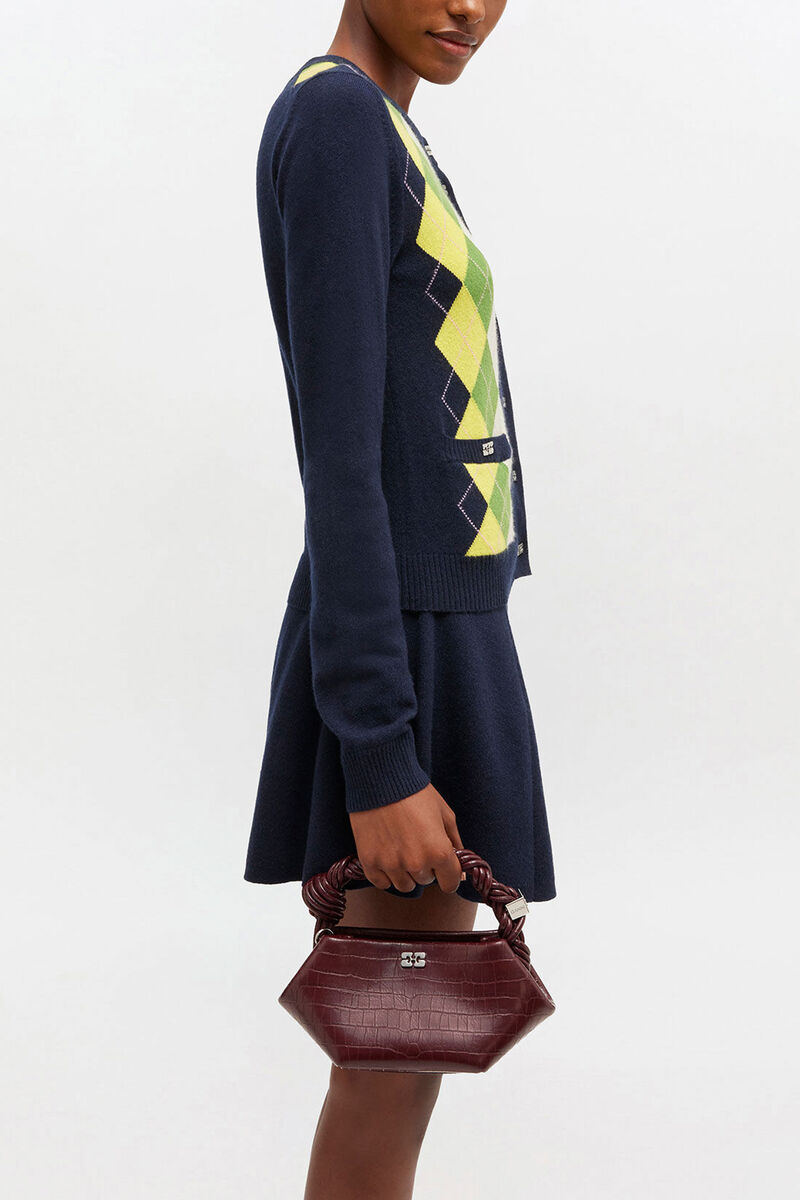 Burgundy Croco Mini Bou Bag, Recycled Leather, in colour Burgundy - 1 - GANNI