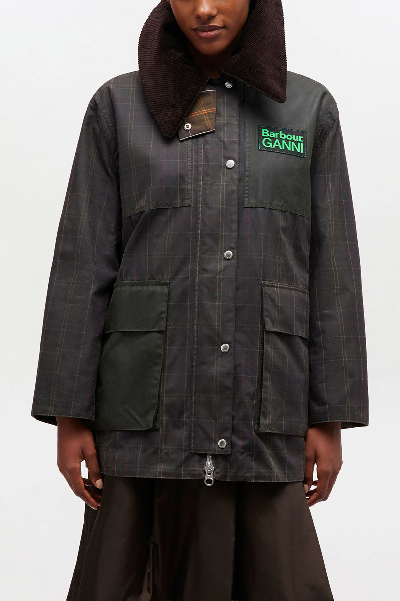 Waxed Jacket in Green, Cotton, in colour Dark Green - 4 - GANNI