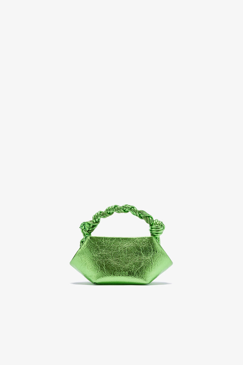Metallic Mini Bou Bag, Polyurethane, in colour Greenery - 3 - GANNI