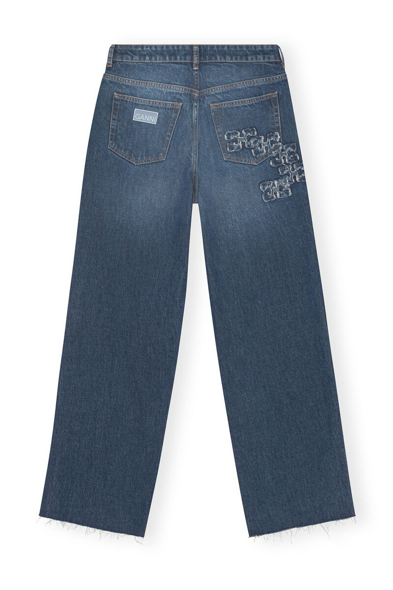 Re-Cut Izey Jeans , Cotton, in colour Mid Blue Stone - 2 - GANNI