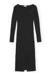 V-neck Midi Dress, Elastane, in colour Black - 1 - GANNI