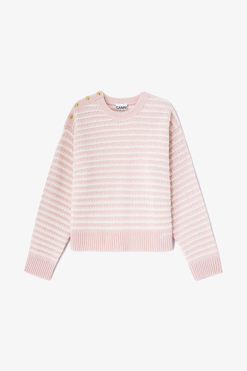 Stripete genser i ullblanding, Wool, in colour Chalk Pink - 1 - GANNI