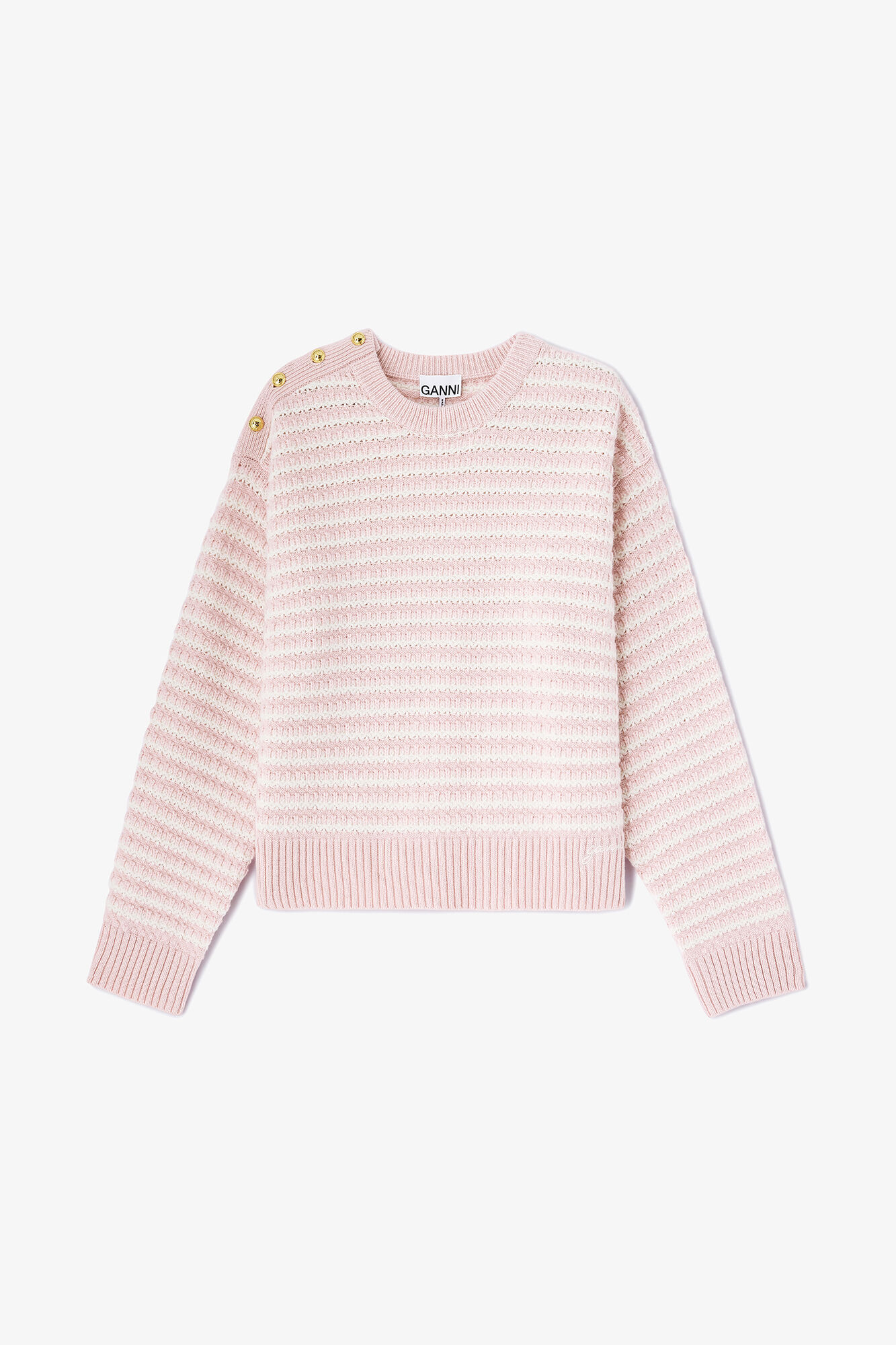 Stripete genser i ullblanding, Wool, in colour Chalk Pink - 1 - GANNI