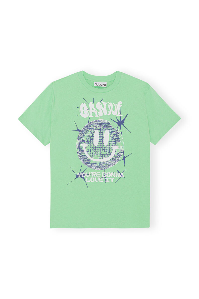Smiley Relaxed T-shirt, in colour Peapod - 1 - GANNI