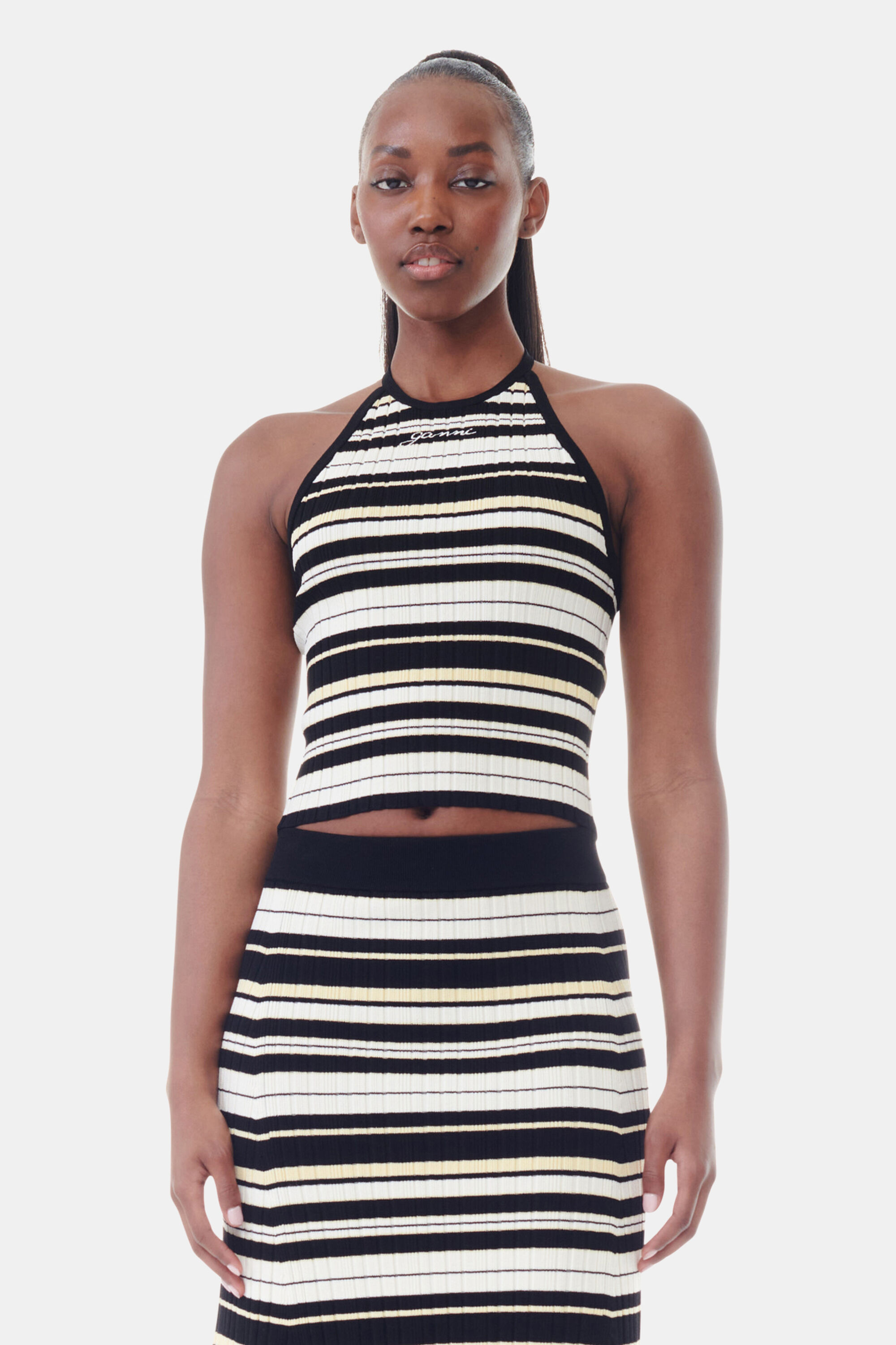 Multicolour Future Rib Halterneck Top | GANNI US 