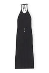 Knit Halter Midi Dress, Polyamide, in colour Black - 2 - GANNI
