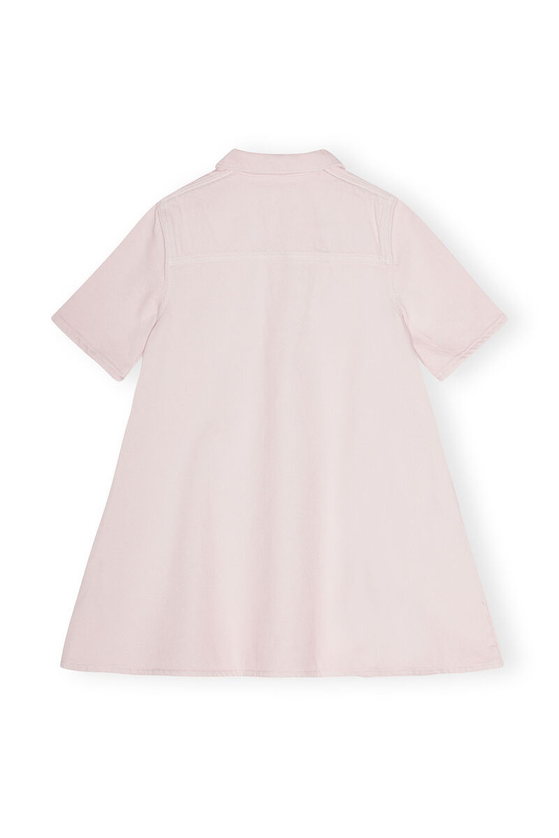 Robe Light Pink Overdyed Heavy Denim Mini, Cotton, in colour Mauve Chalk - 2 - GANNI