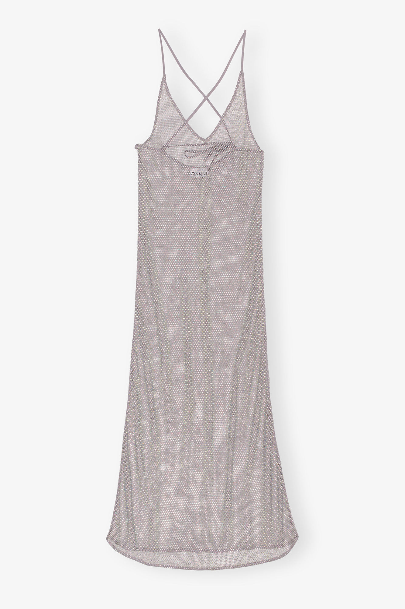 Embellished Mesh Dress, Elastane, in colour Silver - 1 - GANNI