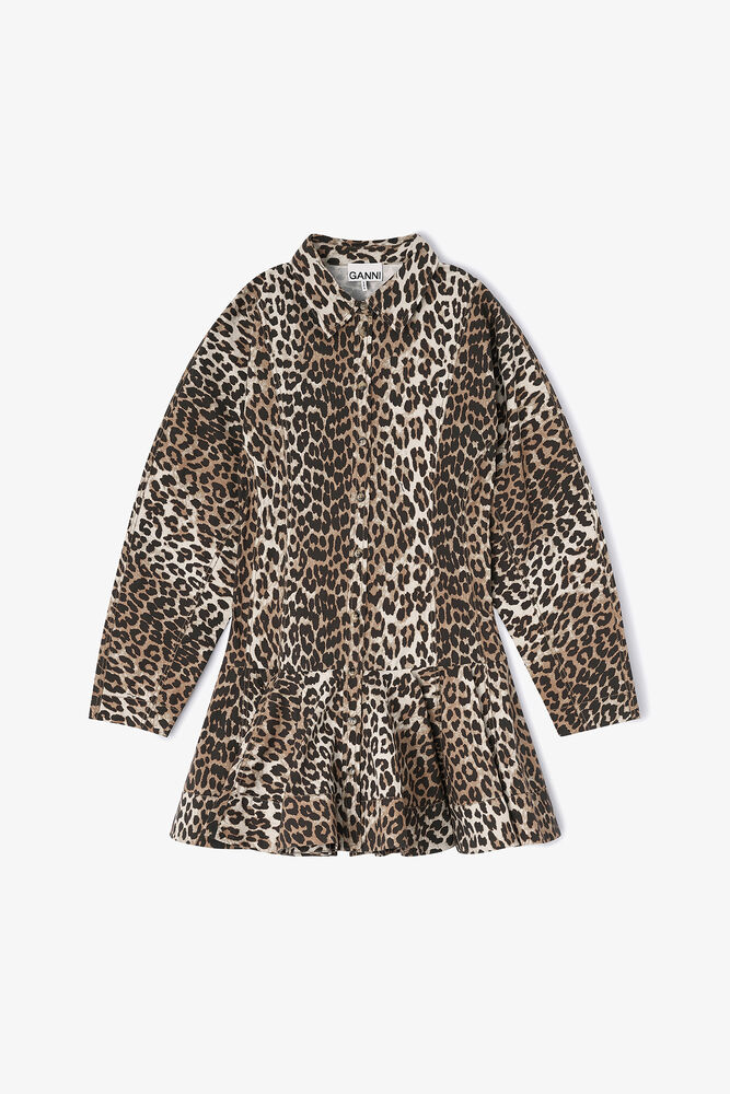 Leopard Shirt Dress, Almond Milk