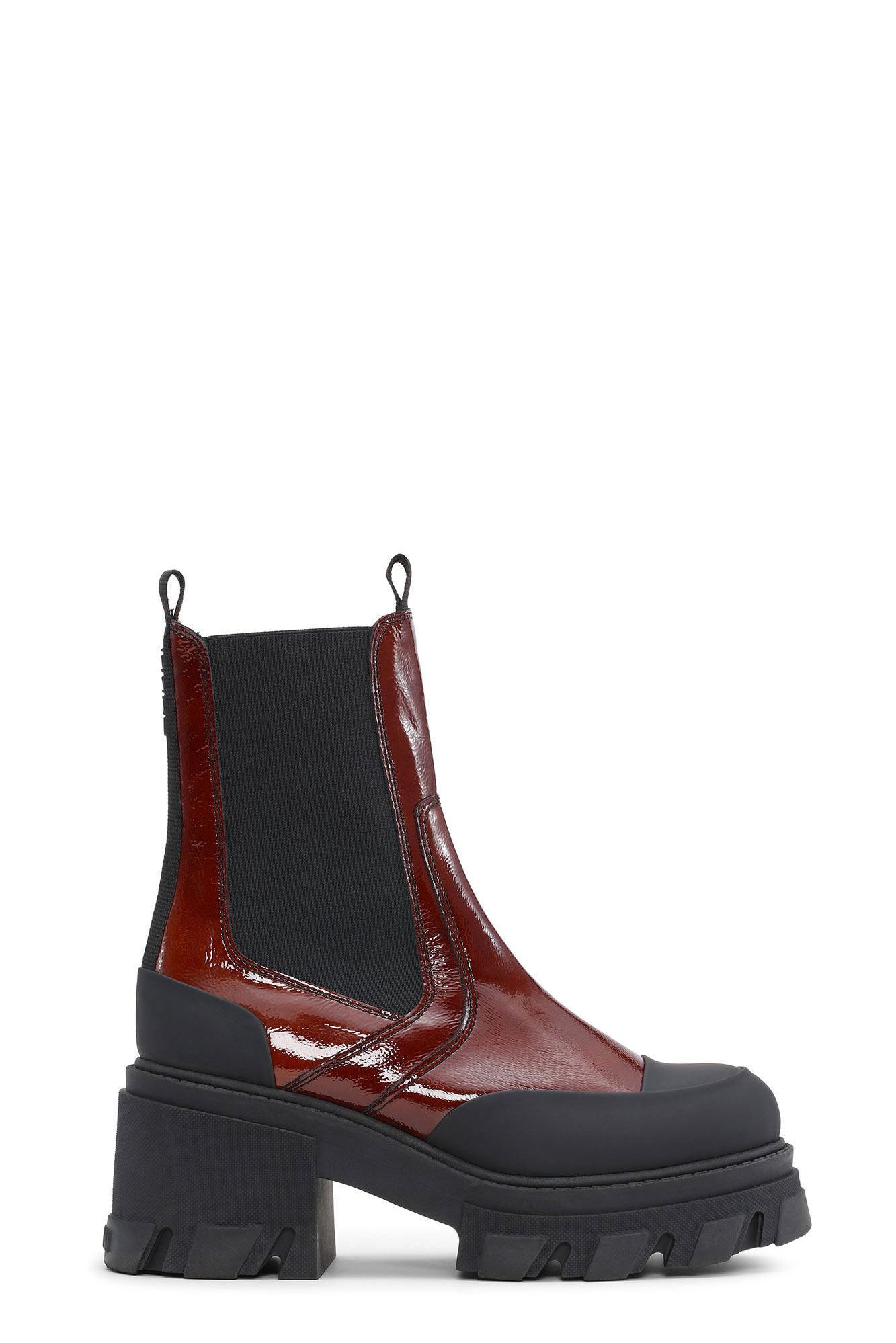 Cognac Cleated Heeled Mid Chelsea Boots | GANNI US