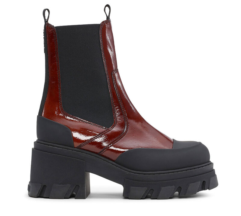 Cleated Heeled Mid Chelsea Boots, Calf Leather, in colour Cognac - 1 - GANNI