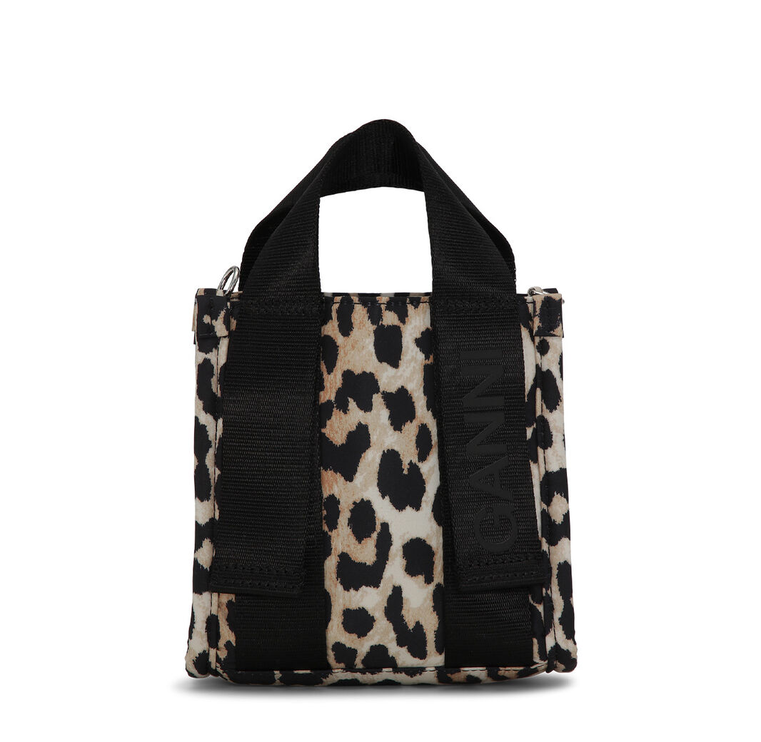 Mini Leopard Tech Tote , Recycled Polyester, in colour Leopard - 1 - GANNI