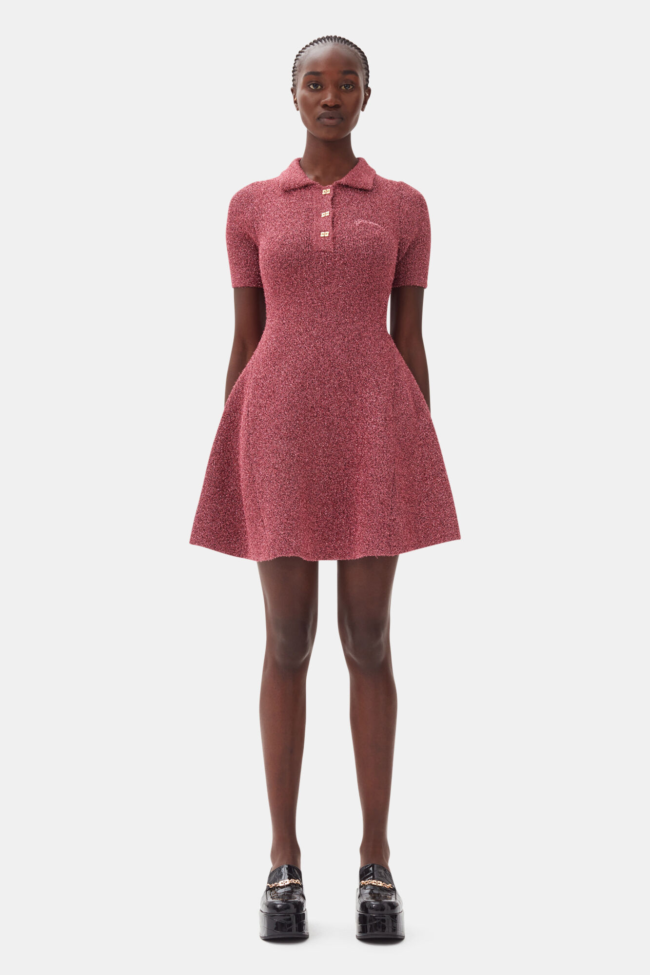 Pink Sparkle Mini Dress, Metallic fiber, in colour Corsage - 1 - GANNI