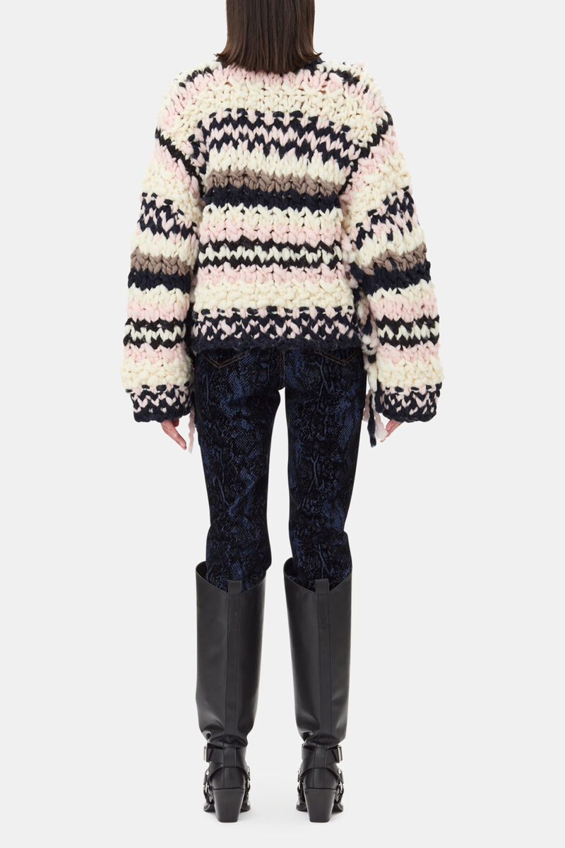 Multicolour Hand-Knit Jumper, Wool, in colour Multicolour - 4 - GANNI