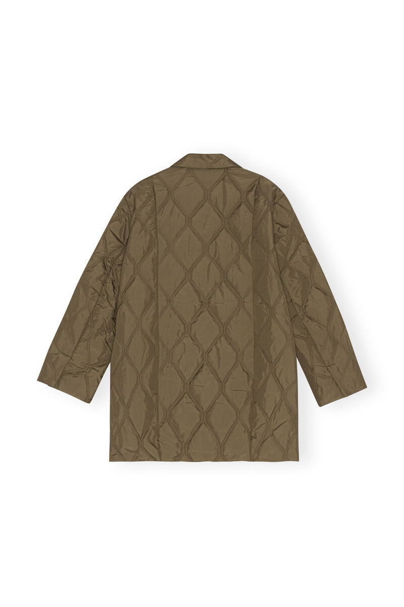 Ripstop Quilt Blazer, Recycled Polyester, in colour Teak - 2 - GANNI