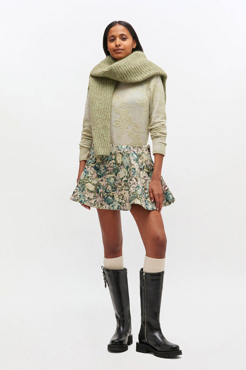 Tapestry Mini Circle Skirt, Recycled Cotton, in colour Jadeite - 1 - GANNI