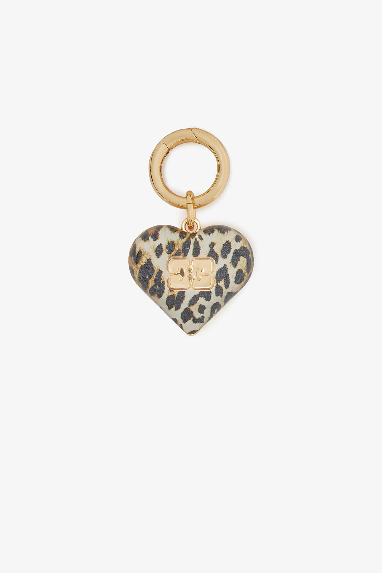 Leopard Bou Heart Charm, Acryl, in colour Leopard - 1 - GANNI