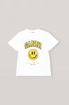 Charakteristisches Smiley T-Shirt, Cotton, in colour Bright White - 1 - GANNI